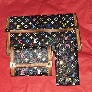 Vintage Louis vuitton Black Multicolor monogram wallet bundle